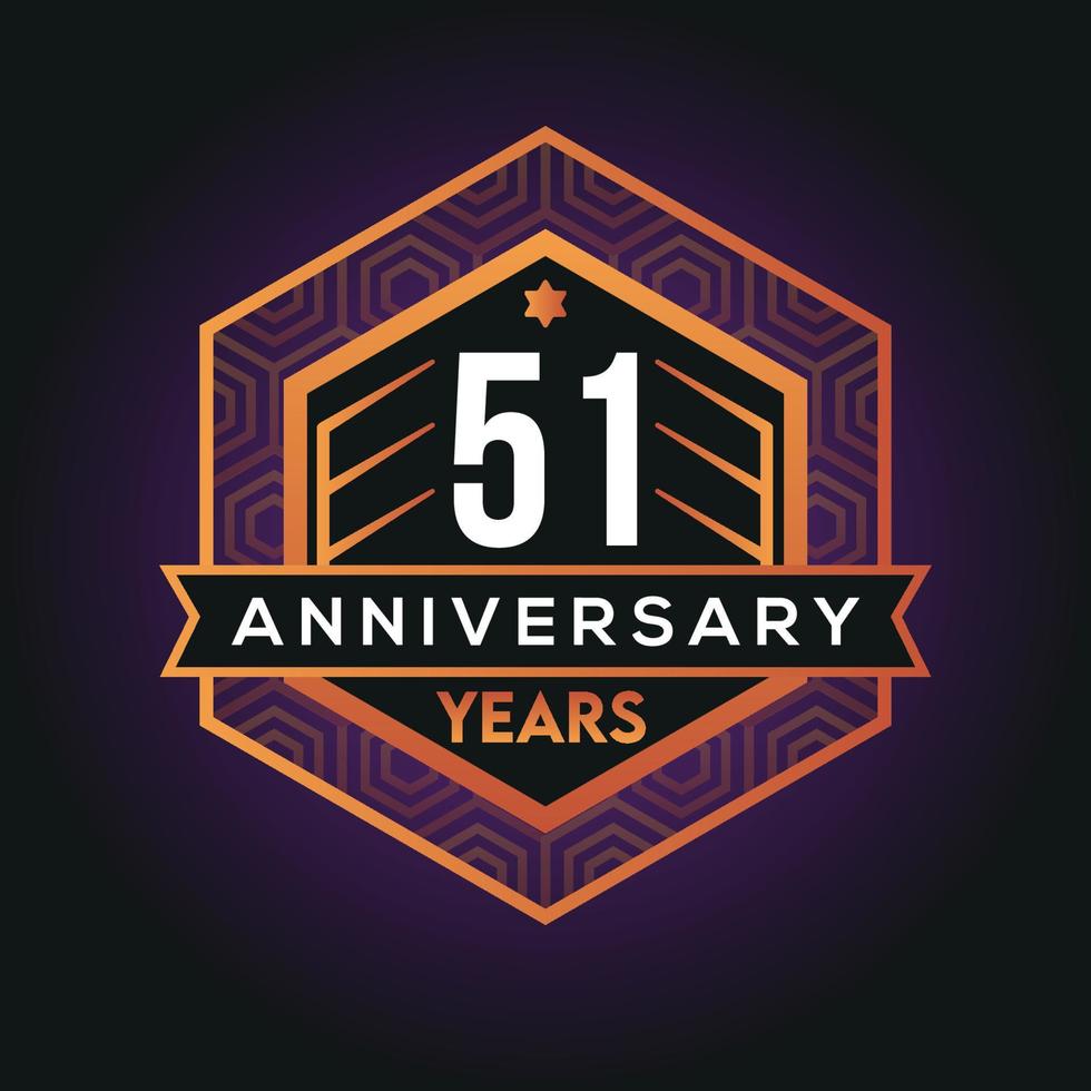 51th year anniversary celebration abstract logo design on vantage black background vector template