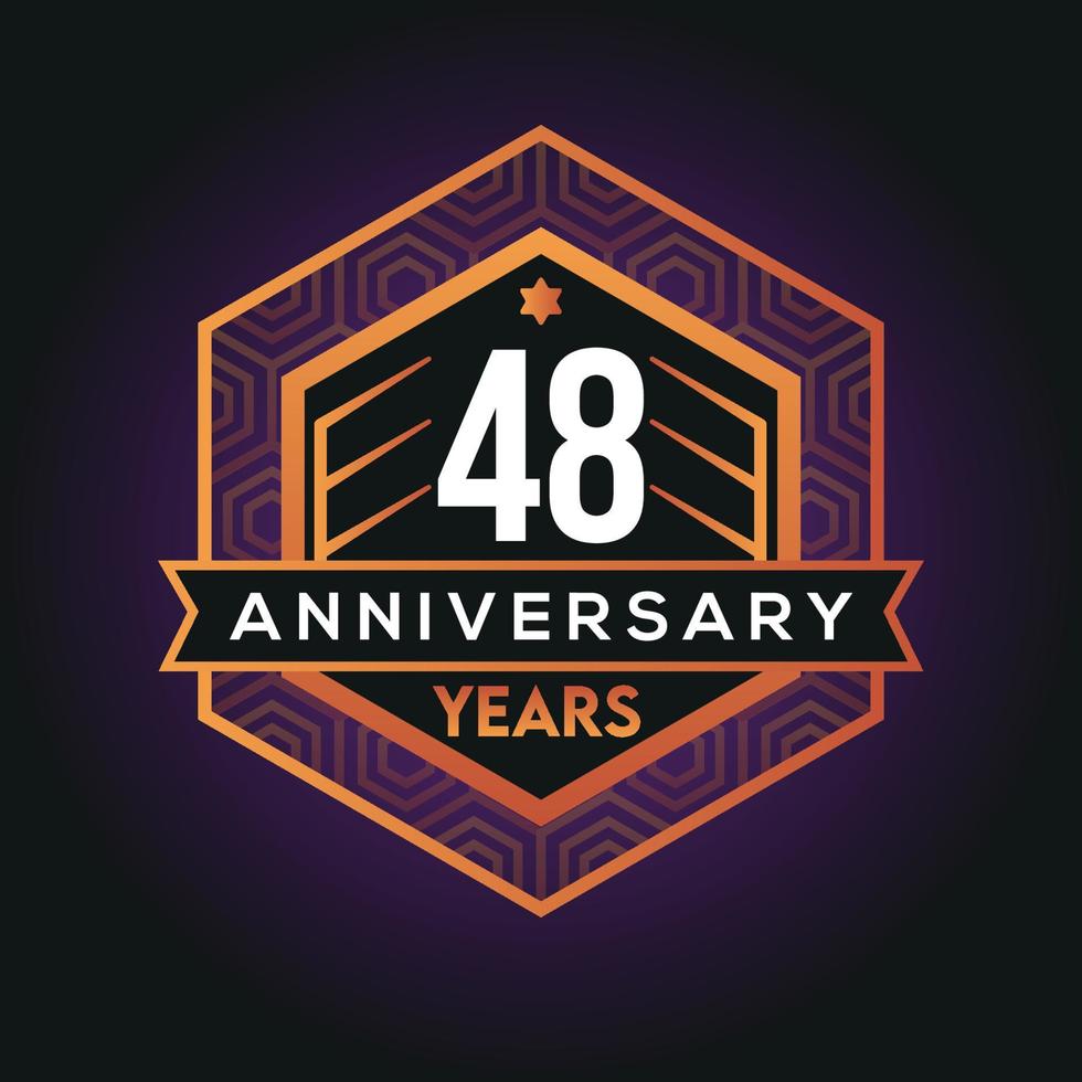 48th year anniversary celebration abstract logo design on vantage black background vector template