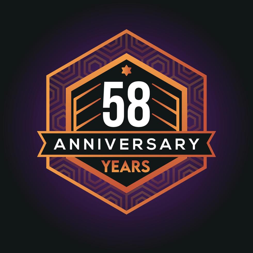 58th year anniversary celebration abstract logo design on vantage black background vector template
