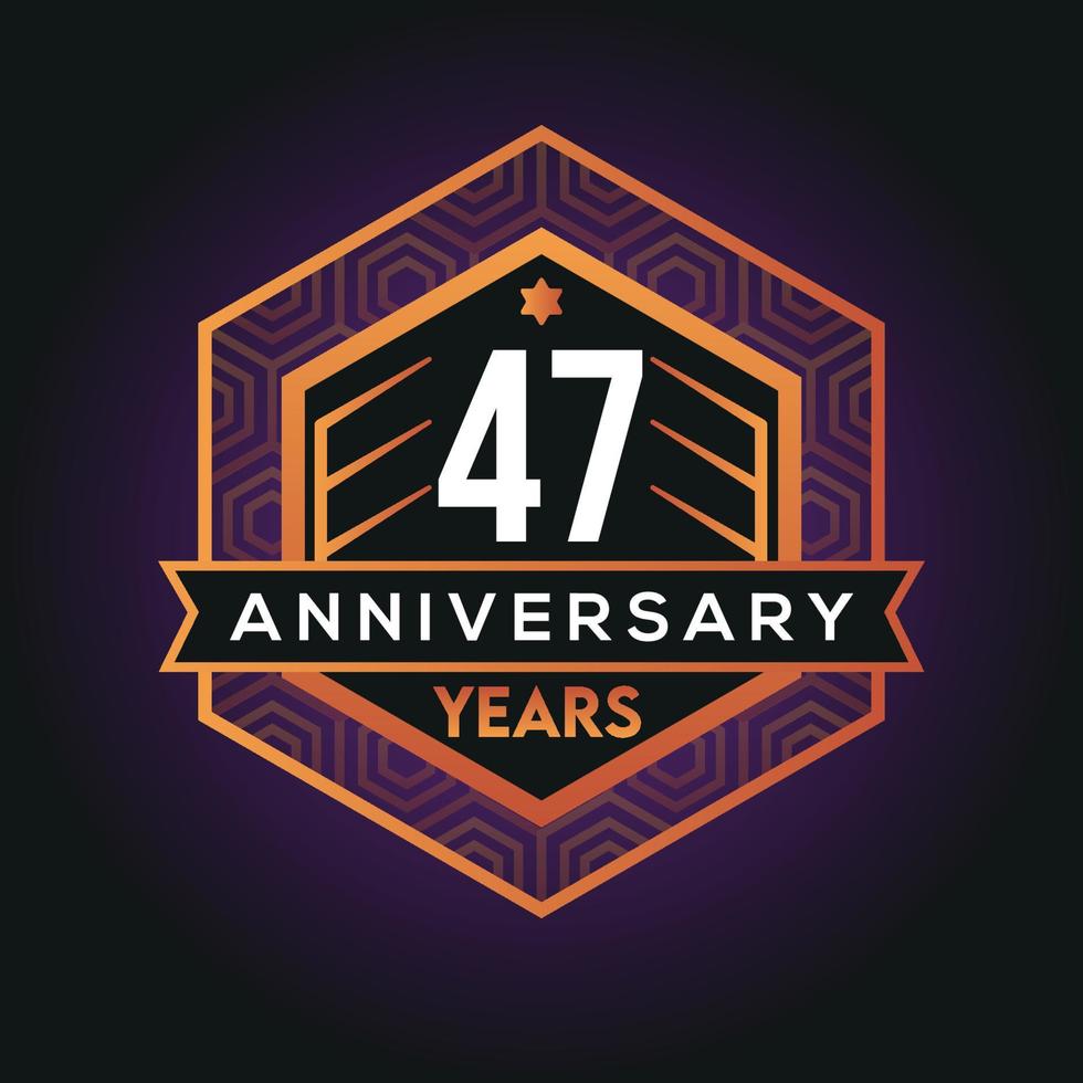 47th year anniversary celebration abstract logo design on vantage black background vector template