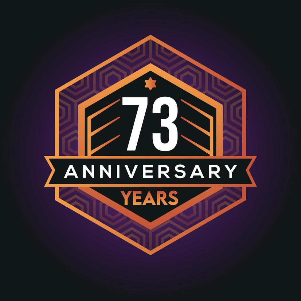 73rd  year anniversary celebration abstract logo design on vantage black background vector template