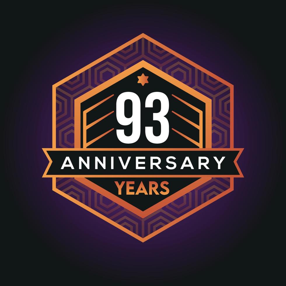 93rd year anniversary celebration abstract logo design on vantage black background vector template