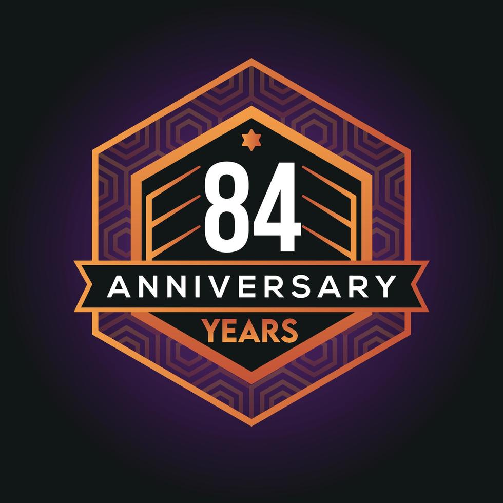 84th year anniversary celebration abstract logo design on vantage black background vector template