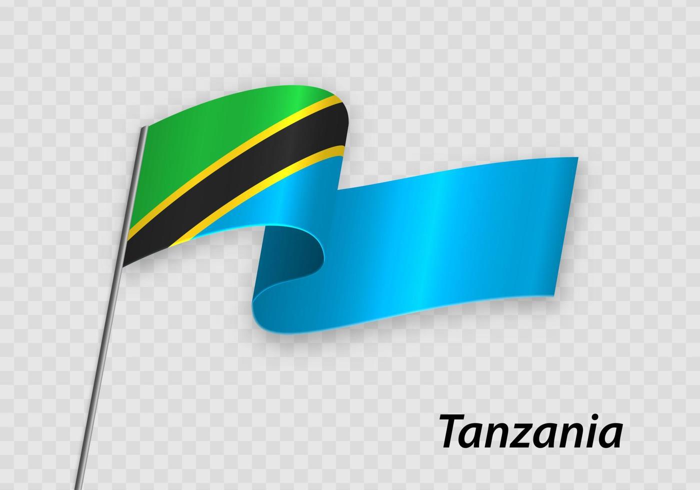 Waving flag of Tanzania on flagpole. Template for independence d vector