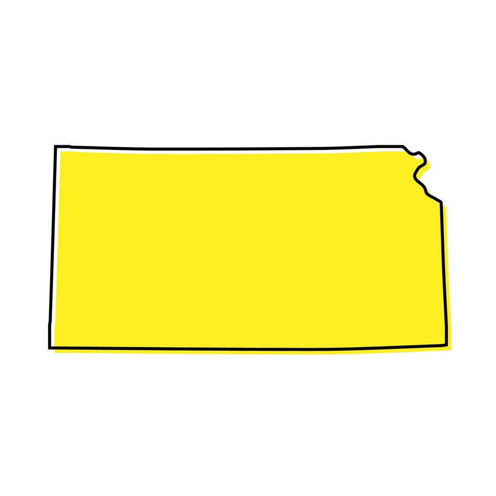 Simple outline map of Kansas is a state of United States. Styliz vector