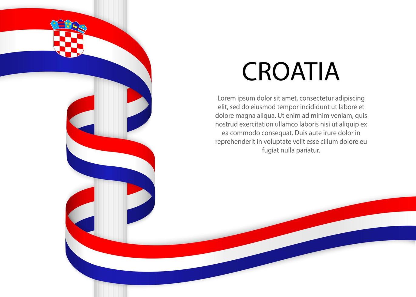 ondulación cinta en polo con bandera de Croacia. modelo para independiente vector