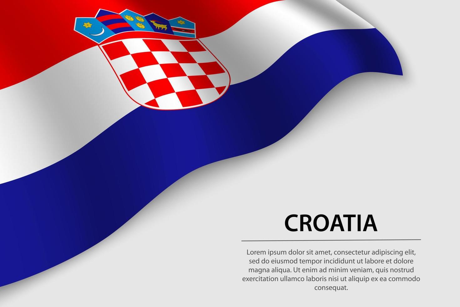 Wave flag of Croatia on white background. Banner or ribbon vecto vector