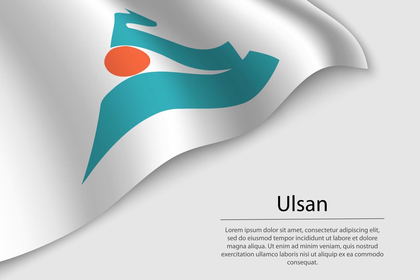 Wave flag of Ulsan is a state of South Korea. vector