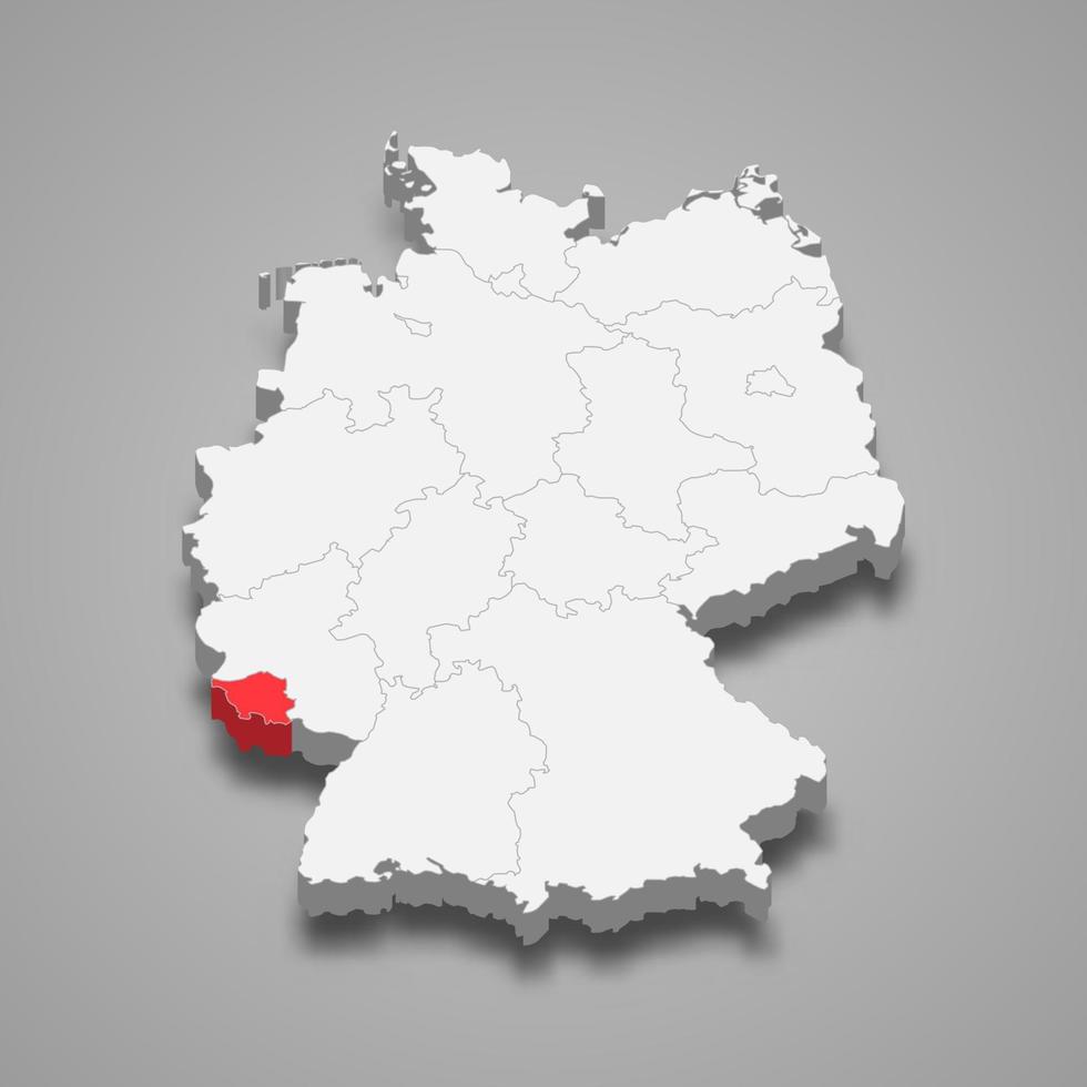 estado ubicación dentro Alemania 3d mapa modelo para tu diseño vector