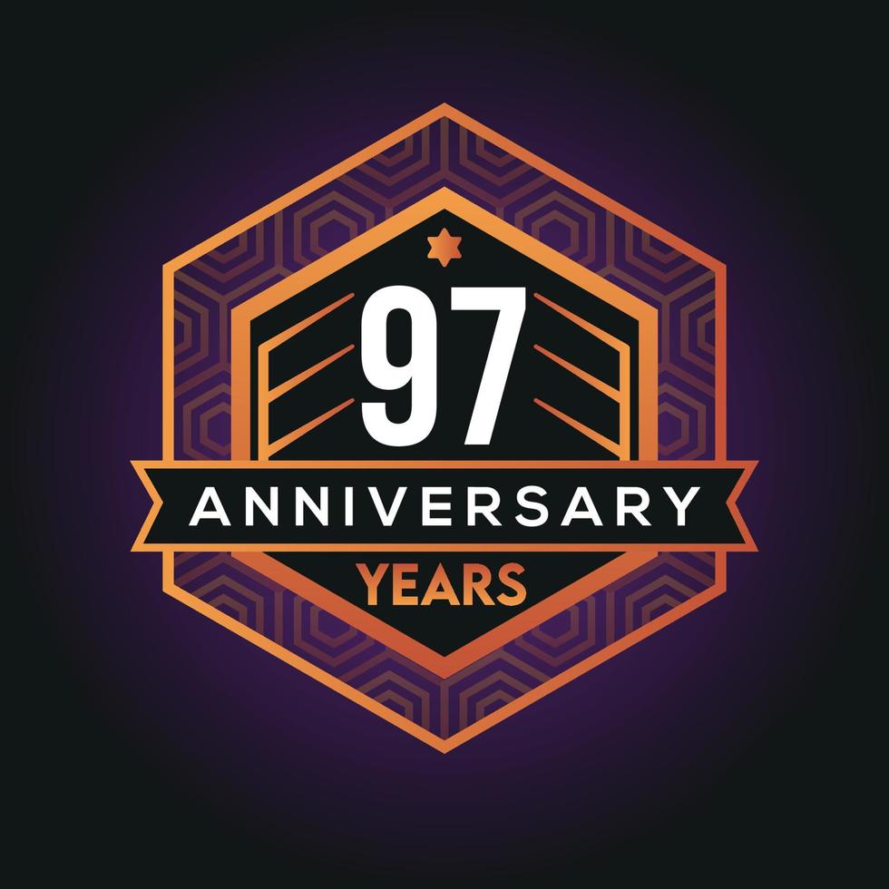 97th year anniversary celebration abstract logo design on vantage black background vector template