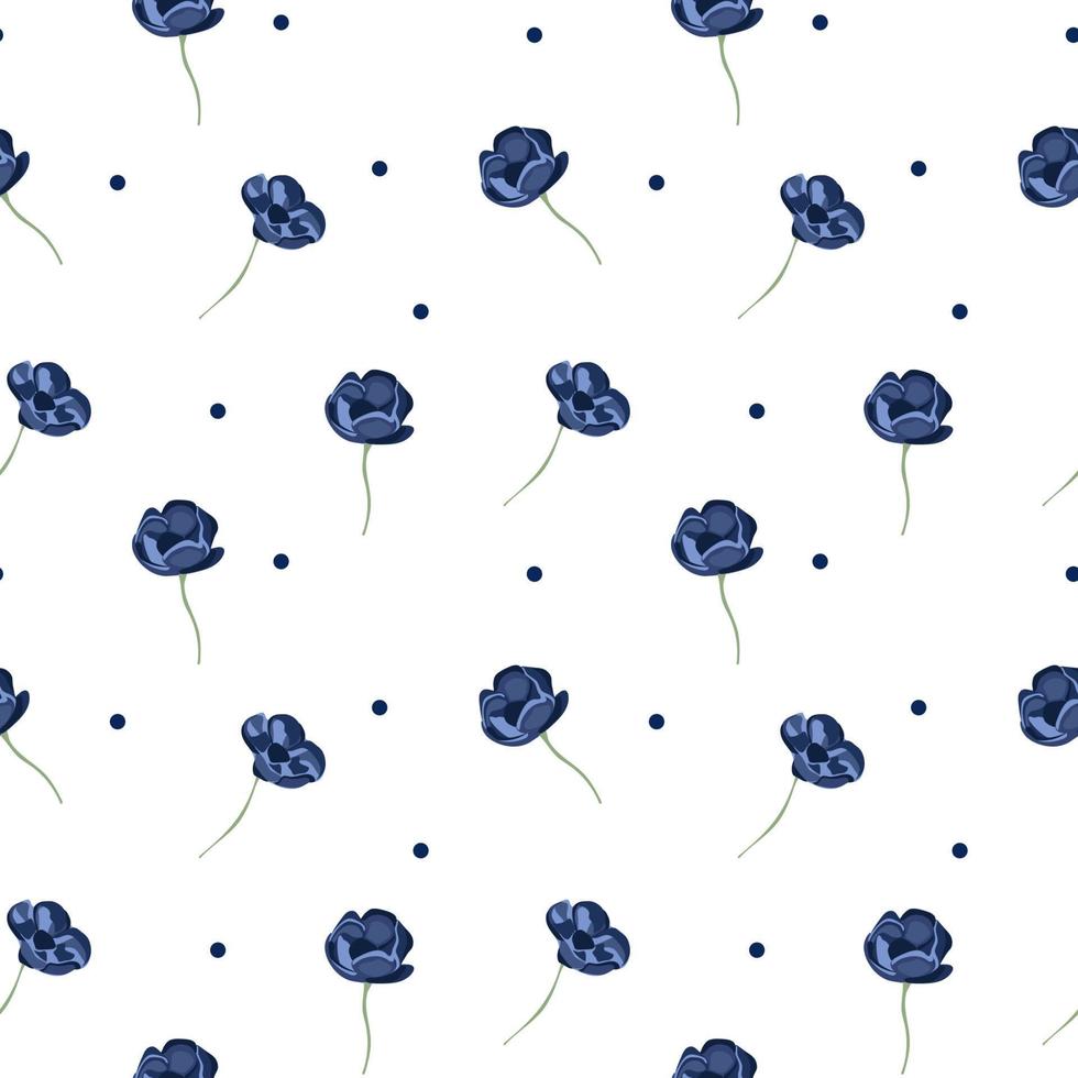 Elegant gentle trendy pattern in small-scale flower. Millefleurs. Liberty style. Floral seamless on blue background for textile, mens wear, cotton fabric, covers, wallpapers, print, vector