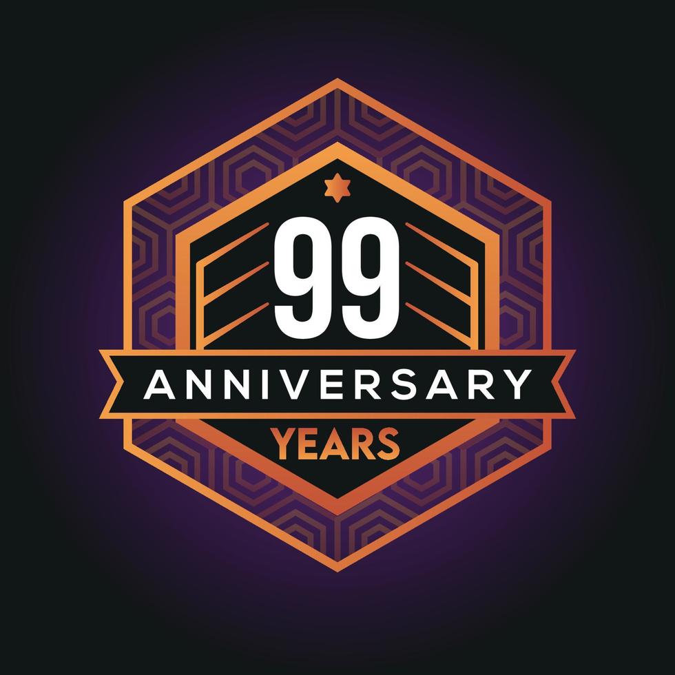 99th year anniversary celebration abstract logo design on vantage black background vector template