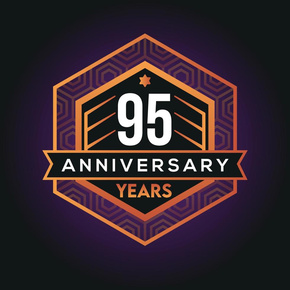 95th year anniversary celebration abstract logo design on vantage black background vector template