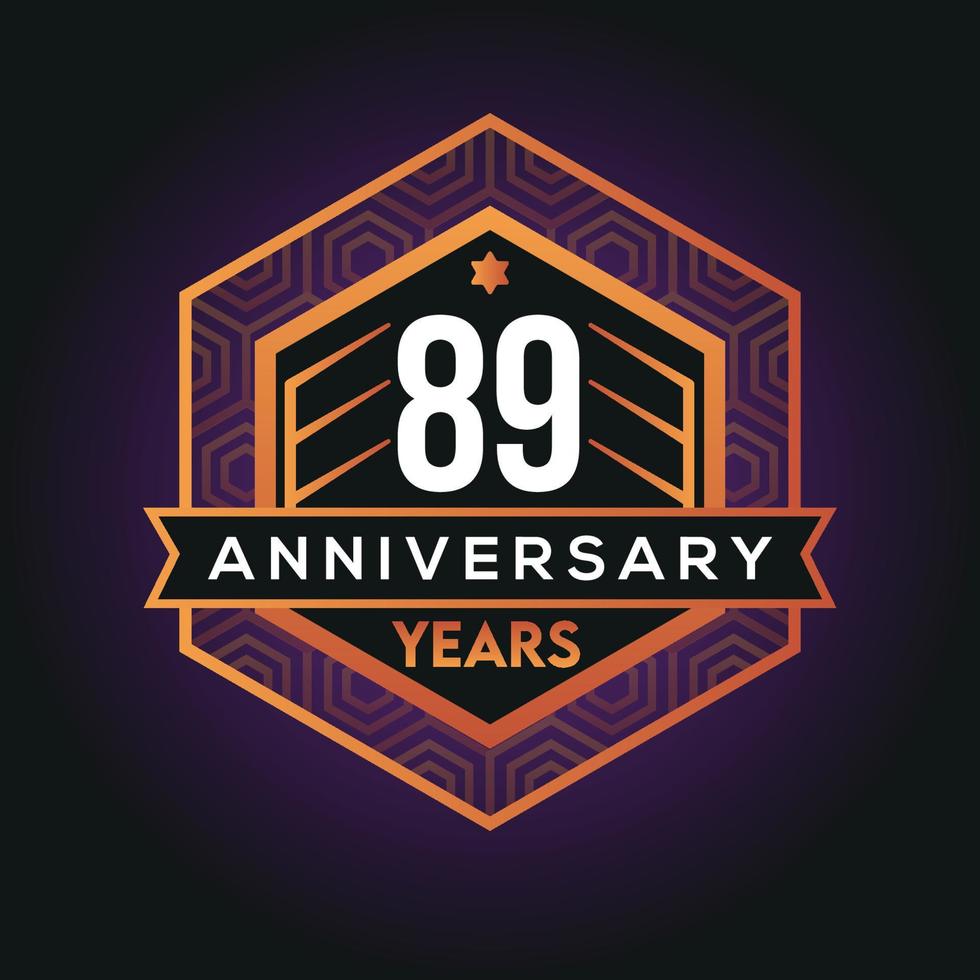 89th year anniversary celebration abstract logo design on vantage black background vector template