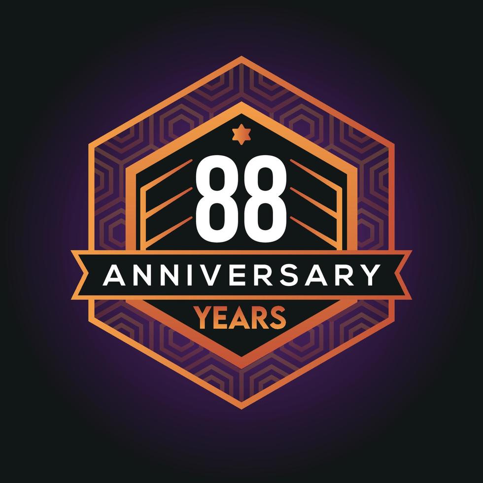 88th year anniversary celebration abstract logo design on vantage black background vector template