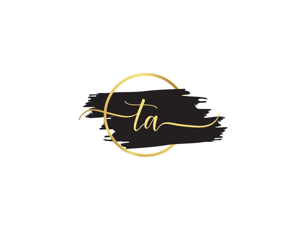 Feminine Ta Signature Logo, Initial TA Fashion Letter Logo Design vector