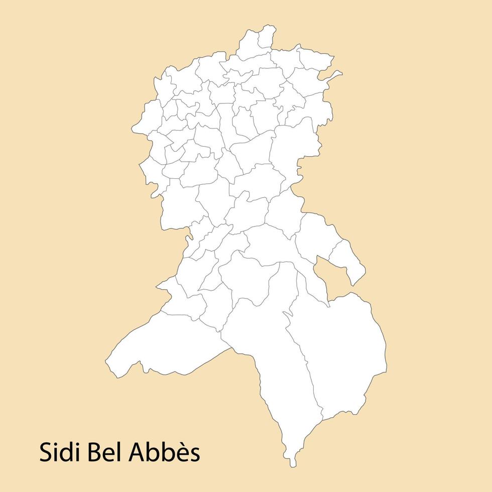 alto calidad mapa de sidi bel Abbes es un provincia de Argelia vector