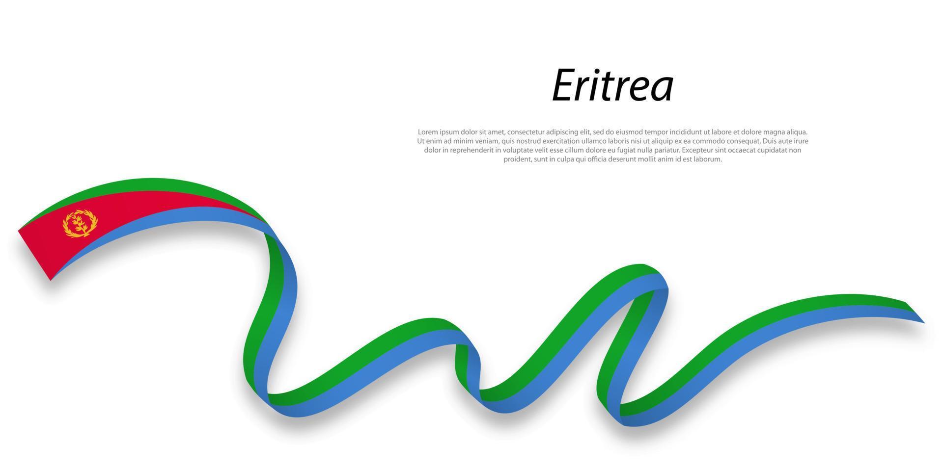 Waving ribbon or banner with flag of Eritrea. vector