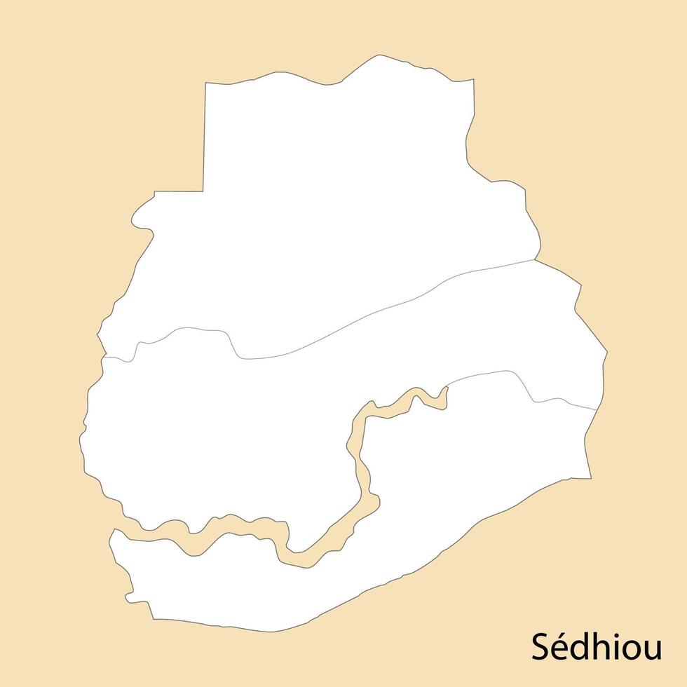 alto calidad mapa de sedhiou es un región de Senegal, vector