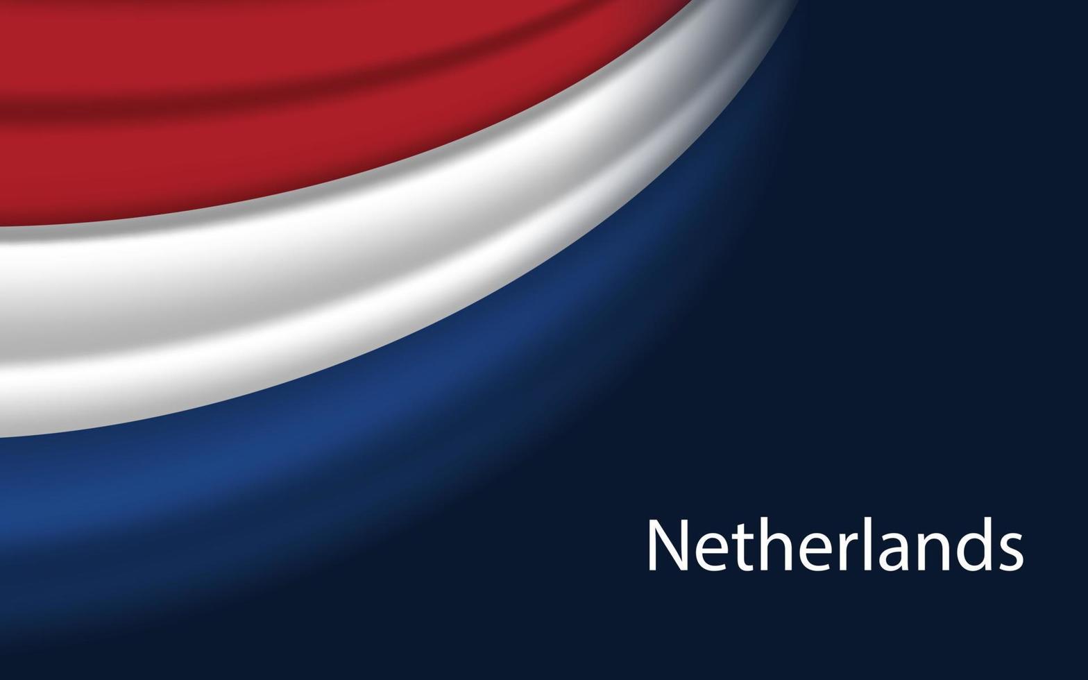 Wave flag of Netherlands on dark background. Banner or ribbon ve vector