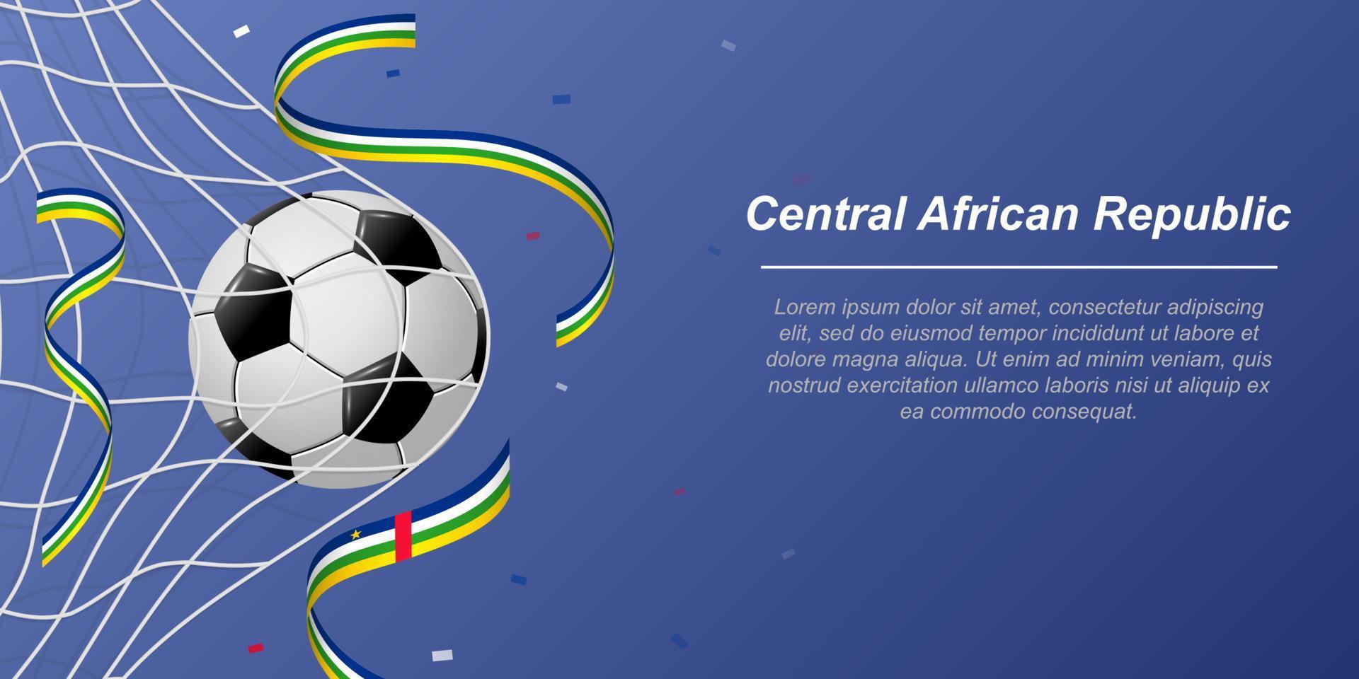 Soccer background with flying ribbons in colors of the flag of Central African Republic vector