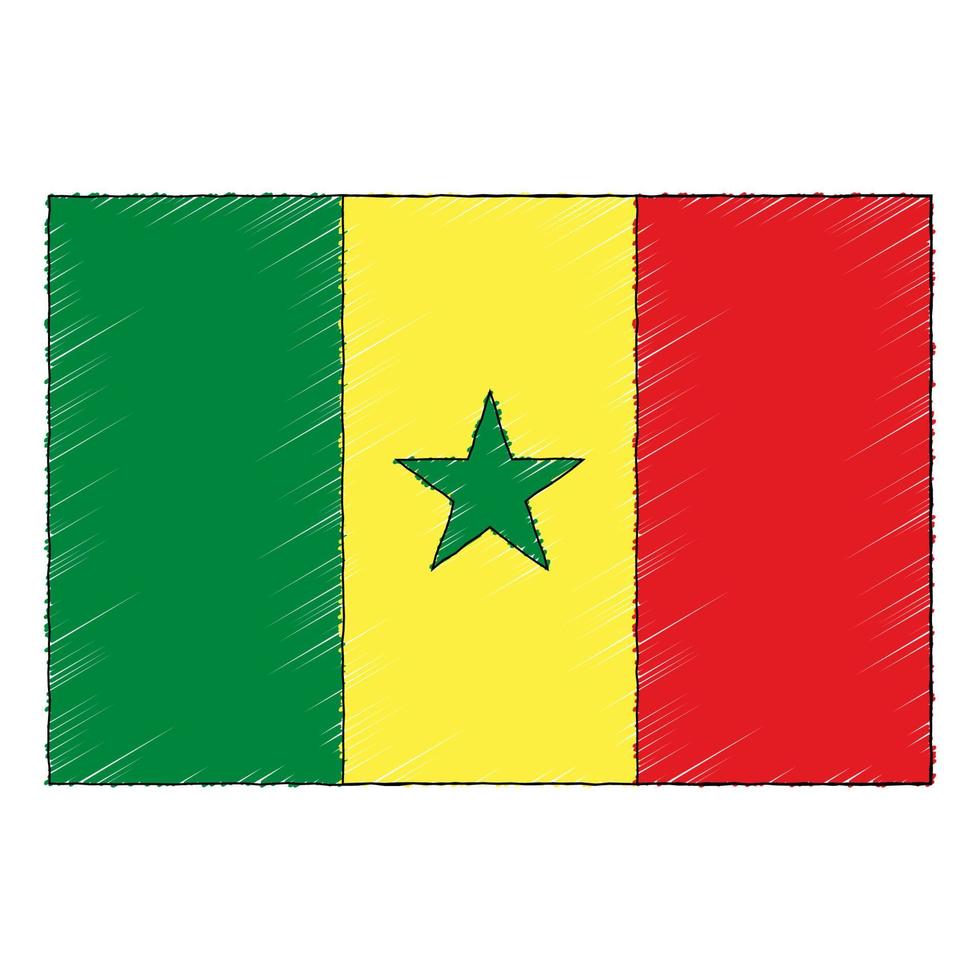 mano dibujado bosquejo bandera de Senegal. garabatear estilo icono vector