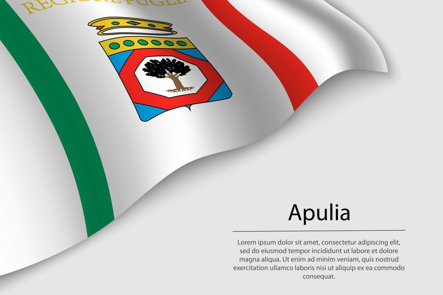 Wave flag of Apulia is a region of Italy. vector