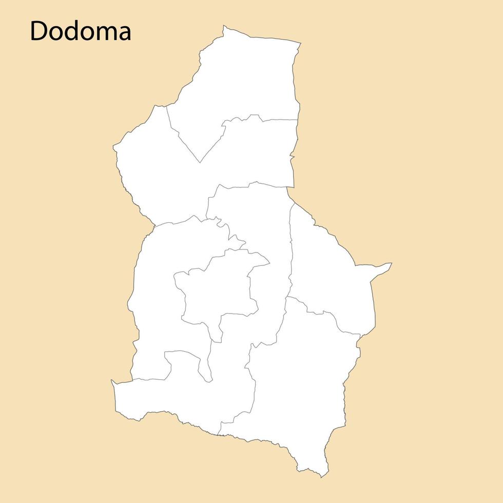 High Quality map of Dodoma is a region of Tanzania vector