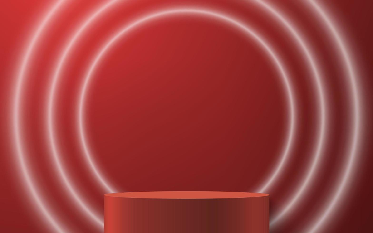 3d realistic podium or pedestal on red background. vector