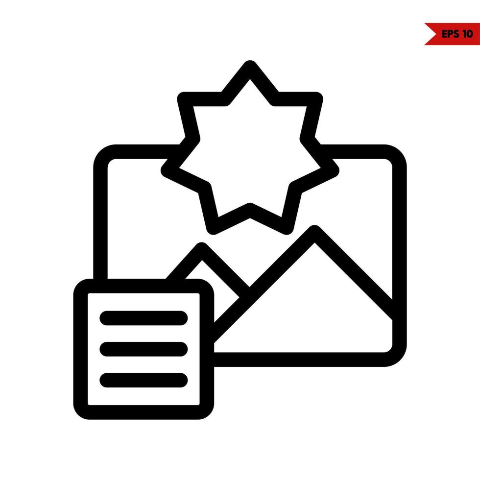 picture,star with paper document line icon vector