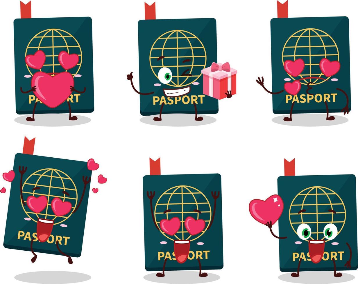 Passport cartoon character with love cute emoticon vector