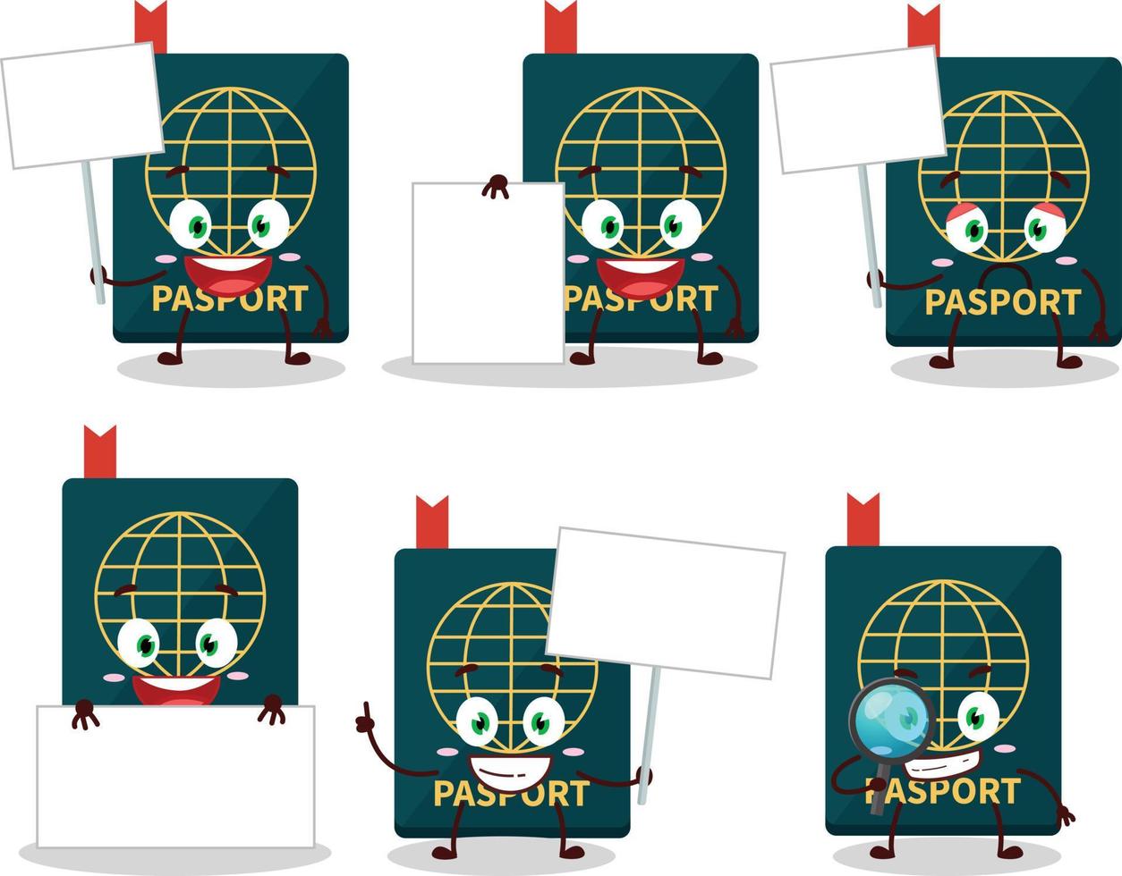 pasaporte dibujos animados en personaje traer información tablero vector