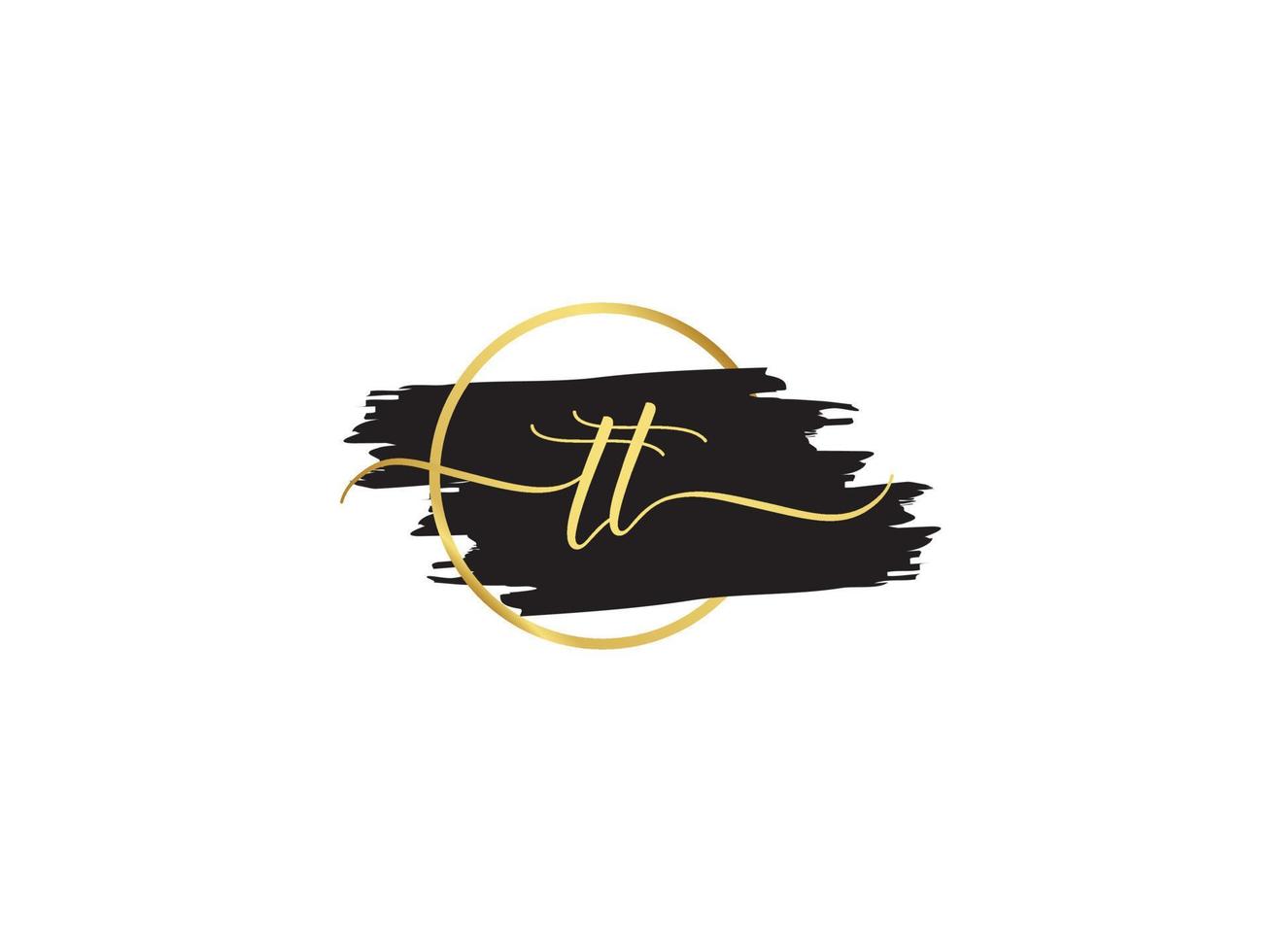 Feminine Tt Signature Logo, Initial TT Fashion Letter Logo Design vector
