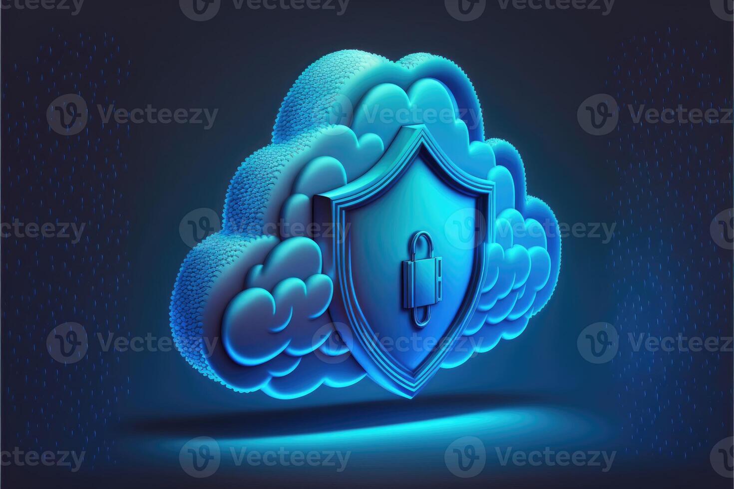 Cloud security blue background. Cyber technology for finance or business. photo