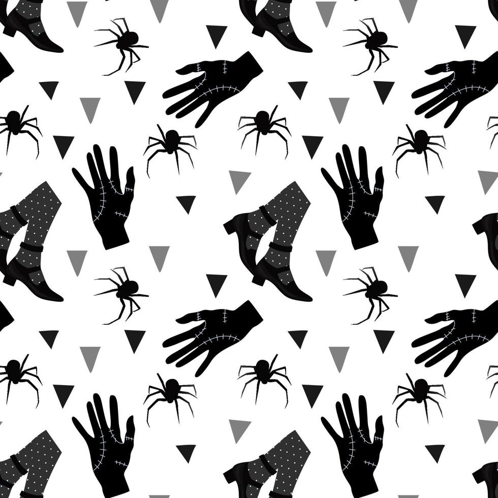 Gothic seamless pattern in the style of Wednesday. Vector illustration, flat style. For fabric, clothing, background, design, wrapping paper.