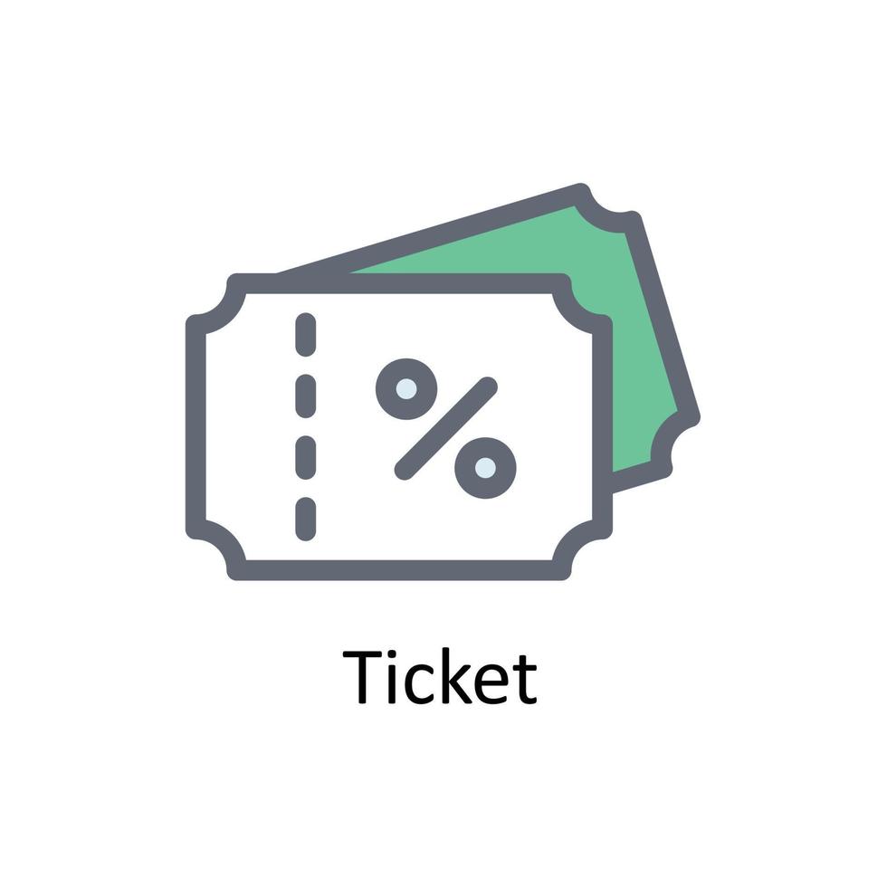 Ticket Vector Fill outline Icons. Simple stock illustration stock