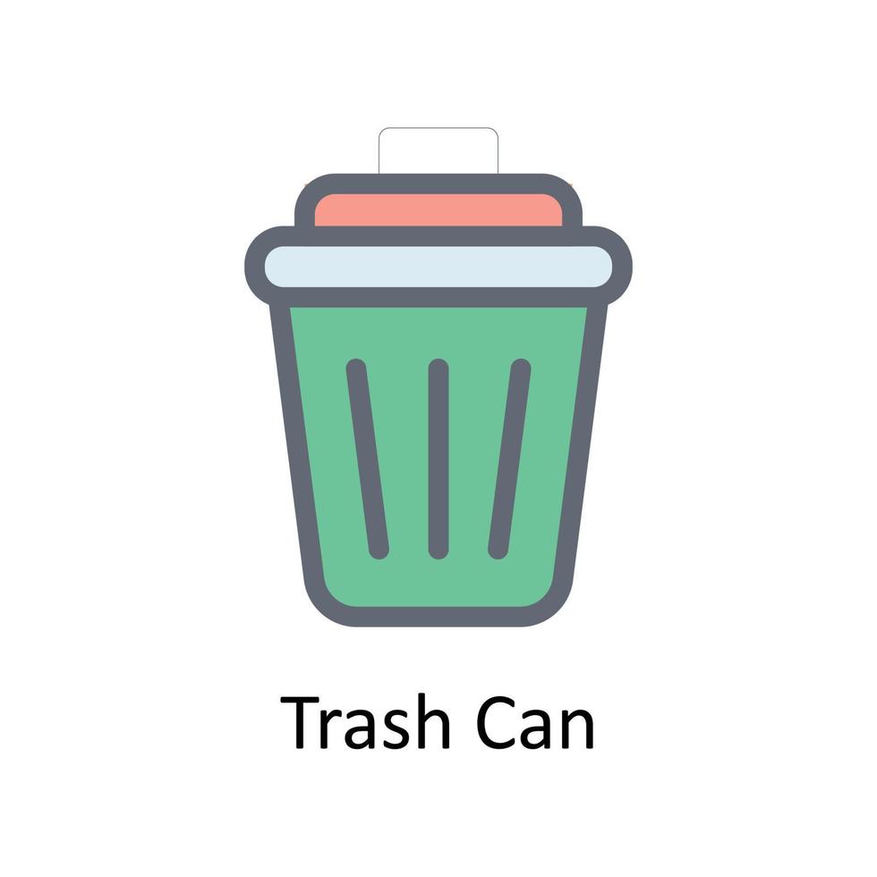 Trash Can Vector Fill outline Icons. Simple stock illustration stock