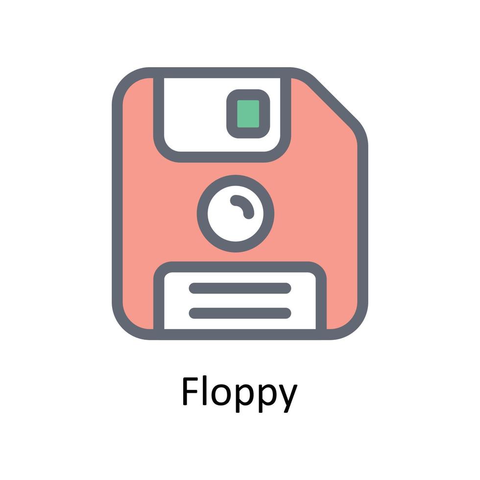 Floppy Vector Fill outline Icons. Simple stock illustration stock