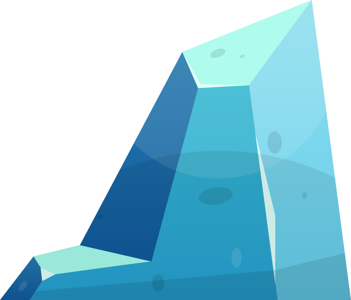 Blue ice crystal in cartoon style png