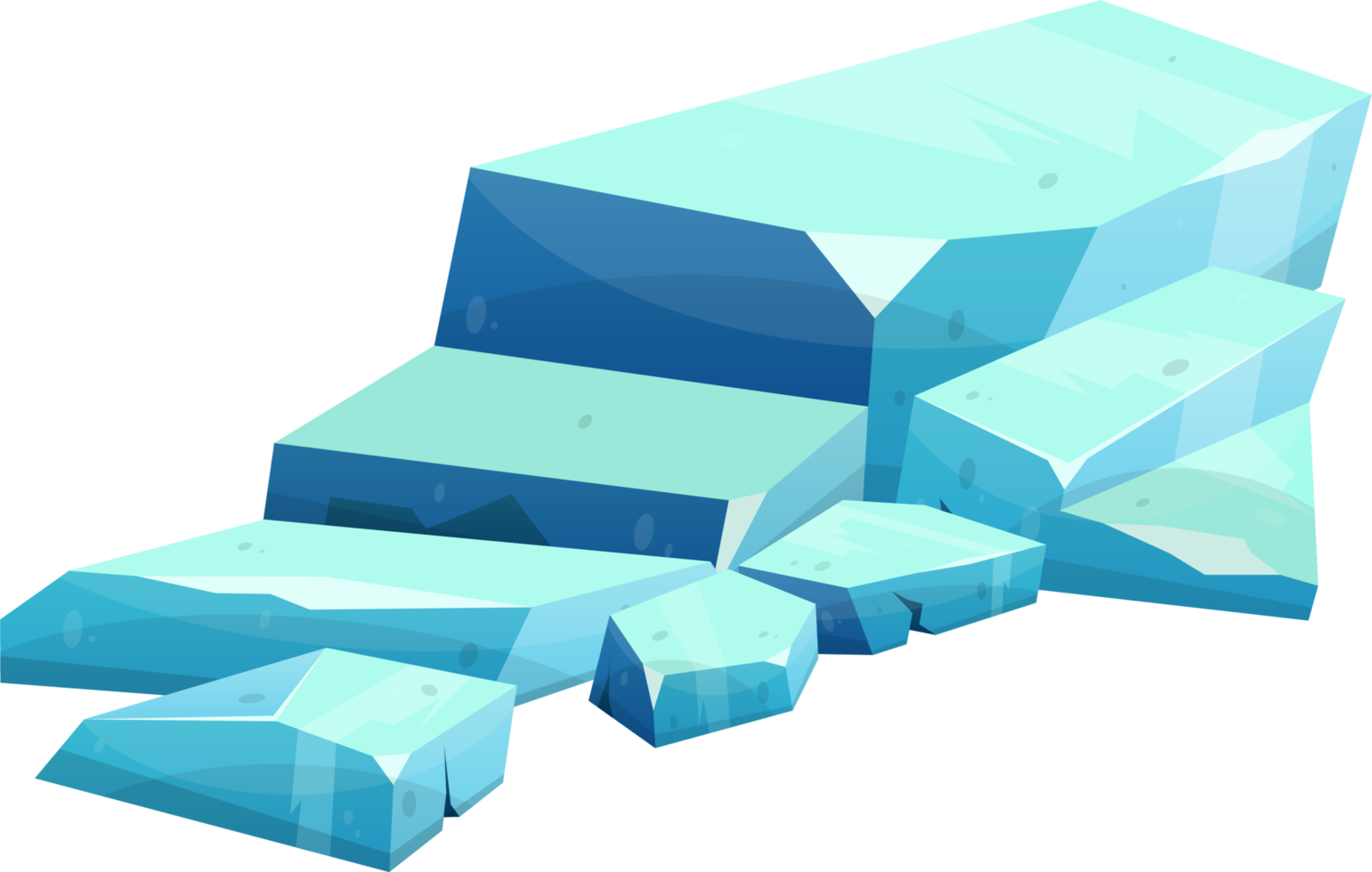 Blue ice crystal in cartoon style png