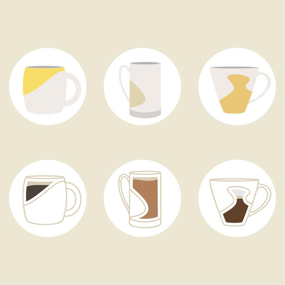 conjunto de de colores resumen café taza íconos vector ilustración