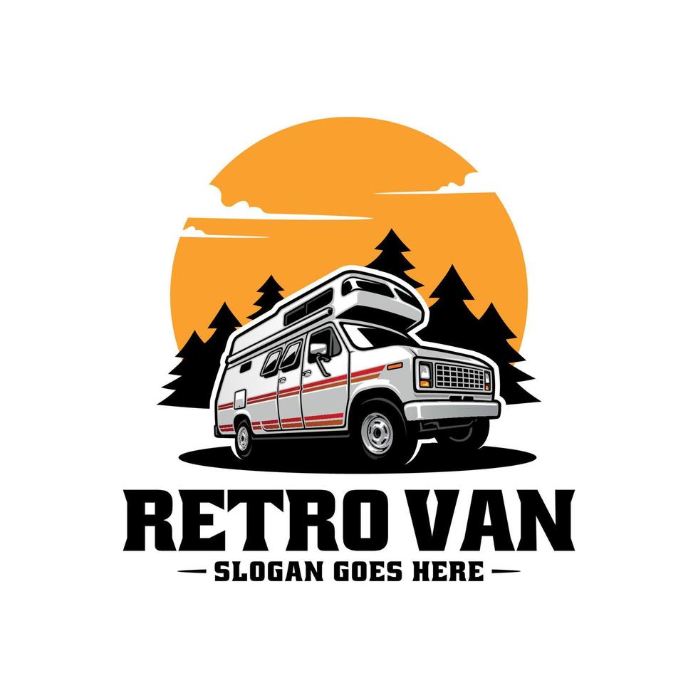 antiguo retro camper coche ilustración logo vector