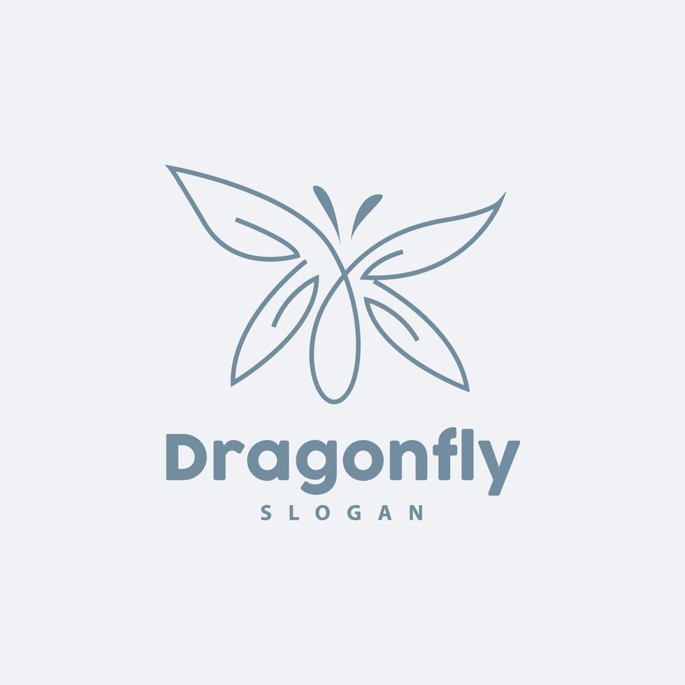 Dragonfly Logo, Flying Animal Vector, Luxurious Elegant Simple Minimalist Design, Illustration Template Icon vector