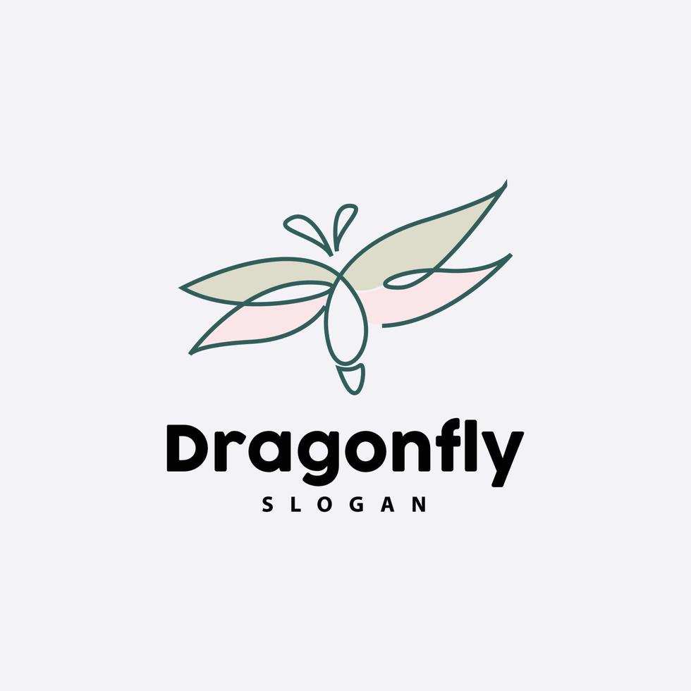 Dragonfly Logo, Flying Animal Vector, Luxurious Elegant Simple Minimalist Design, Illustration Template Icon vector