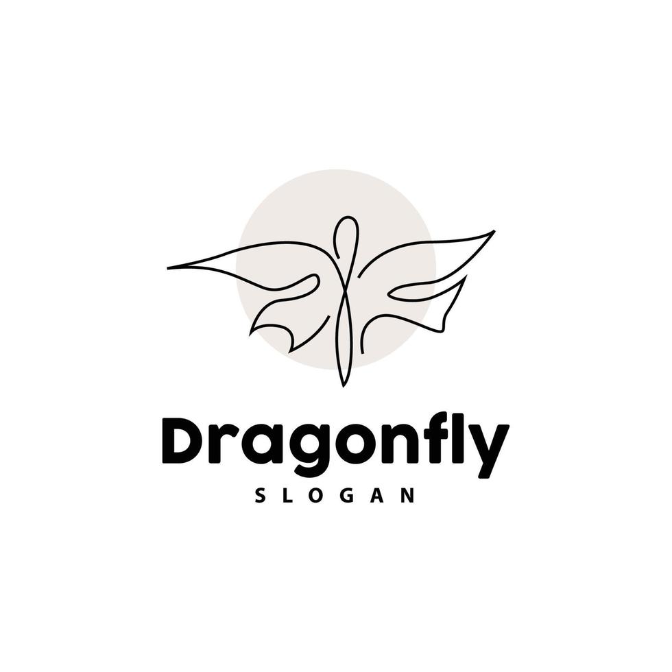 Dragonfly Logo, Flying Animal Vector, Luxurious Elegant Simple Minimalist Design, Illustration Template Icon vector