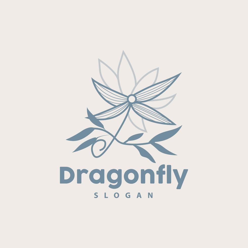 Dragonfly Logo, Flying Animal Vector, Luxurious Elegant Simple Minimalist Design, Illustration Template Icon vector