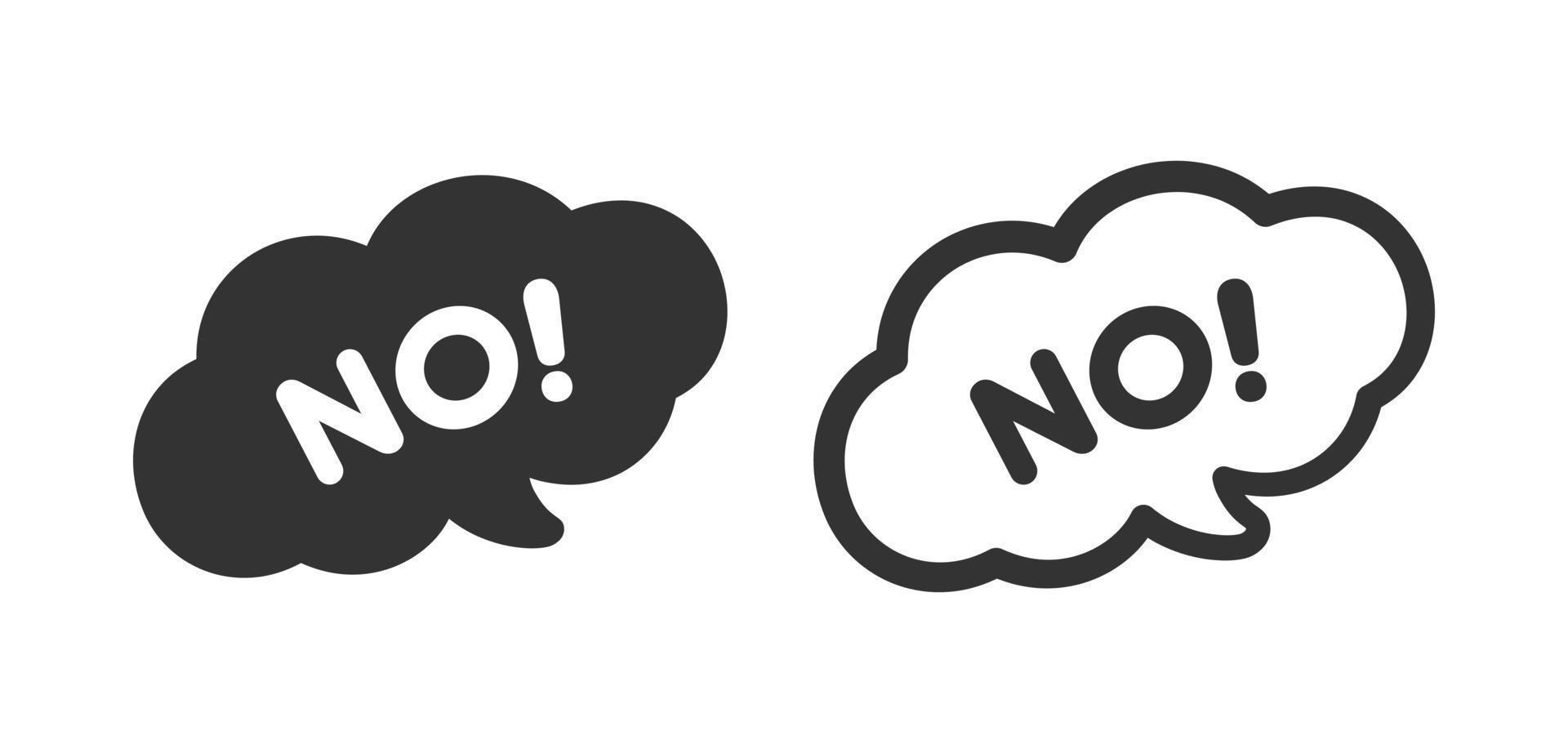 No speech bubble icon. Cute black text lettering vector illustration.