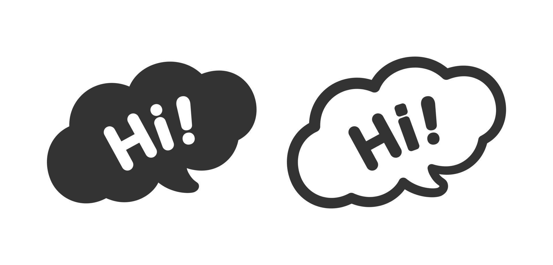 Cute Hi greeting speech bubble icon. Simple flat vector illustration.