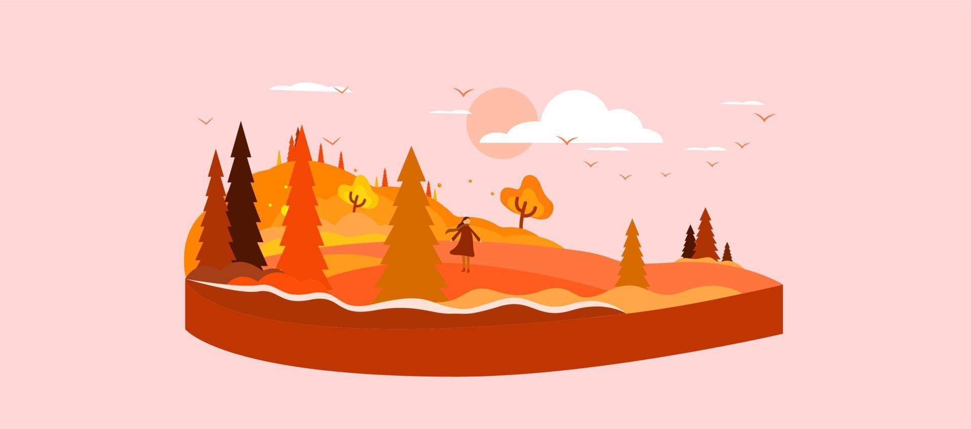 otoño paisaje vector ilustración. otoño vector ilustración.