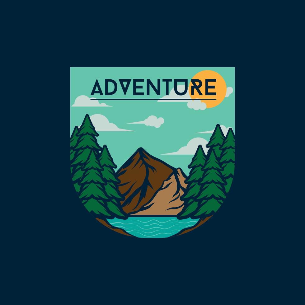 aventuras montaña Insignia emblema estilo vector
